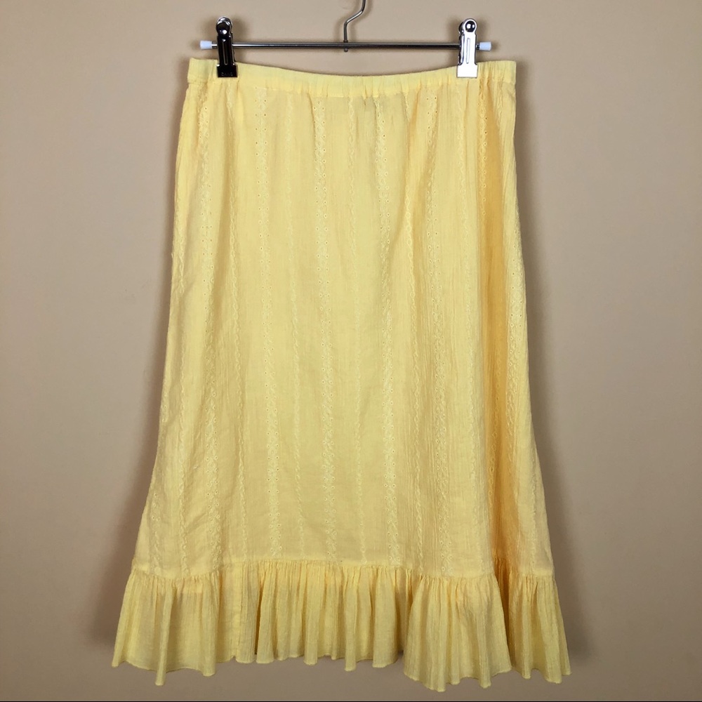Buttercup Yellow Skirt with Embroidery & Ruffle